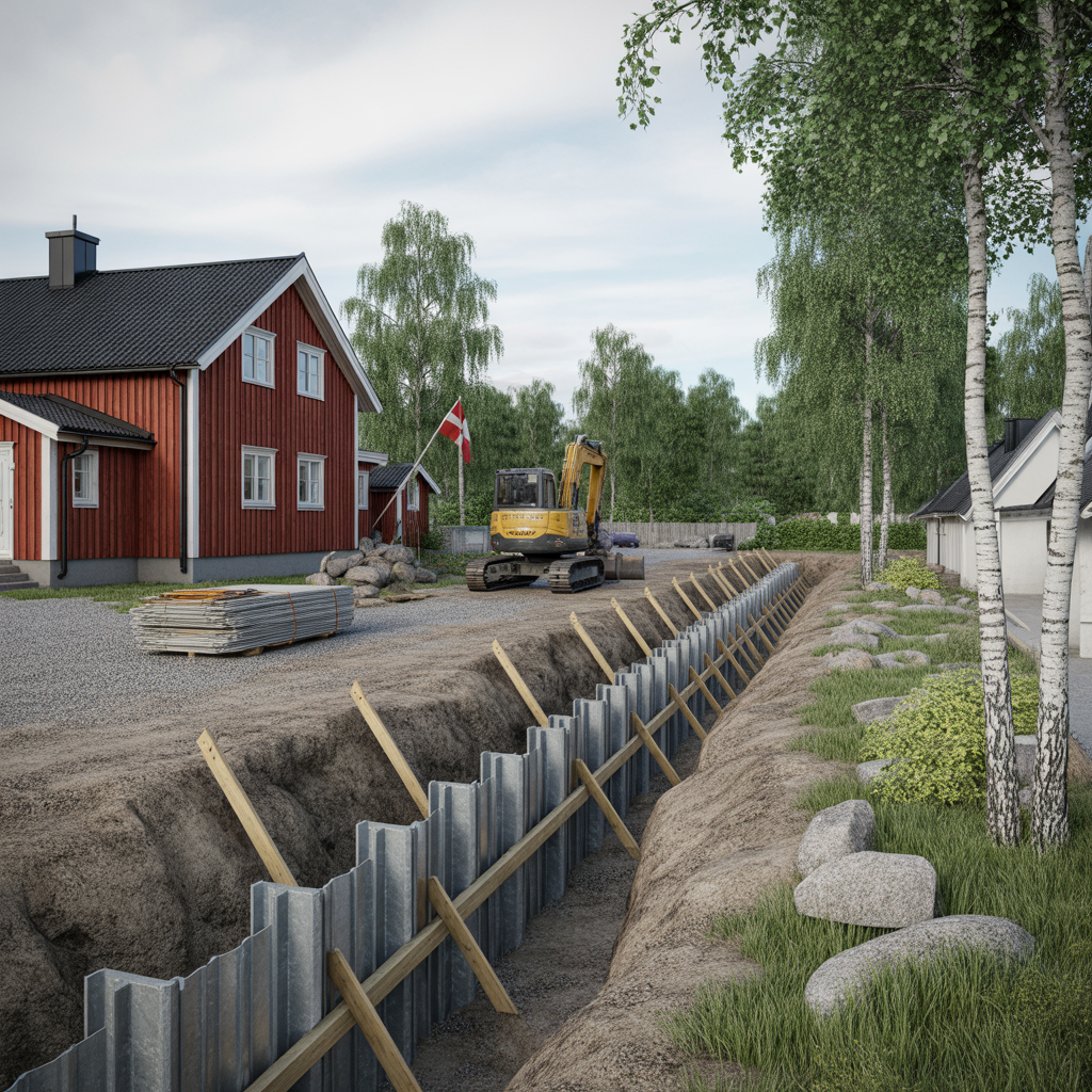 spontning vid schakt nara tomtgrans metoder och kostnad